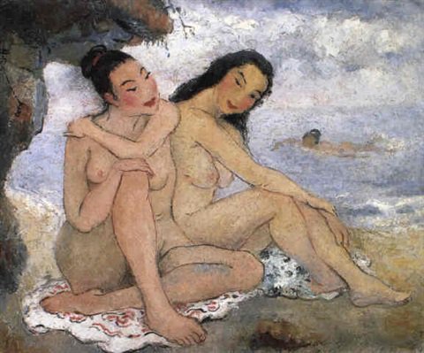 dos mujeres junto al mar pan Yuliang